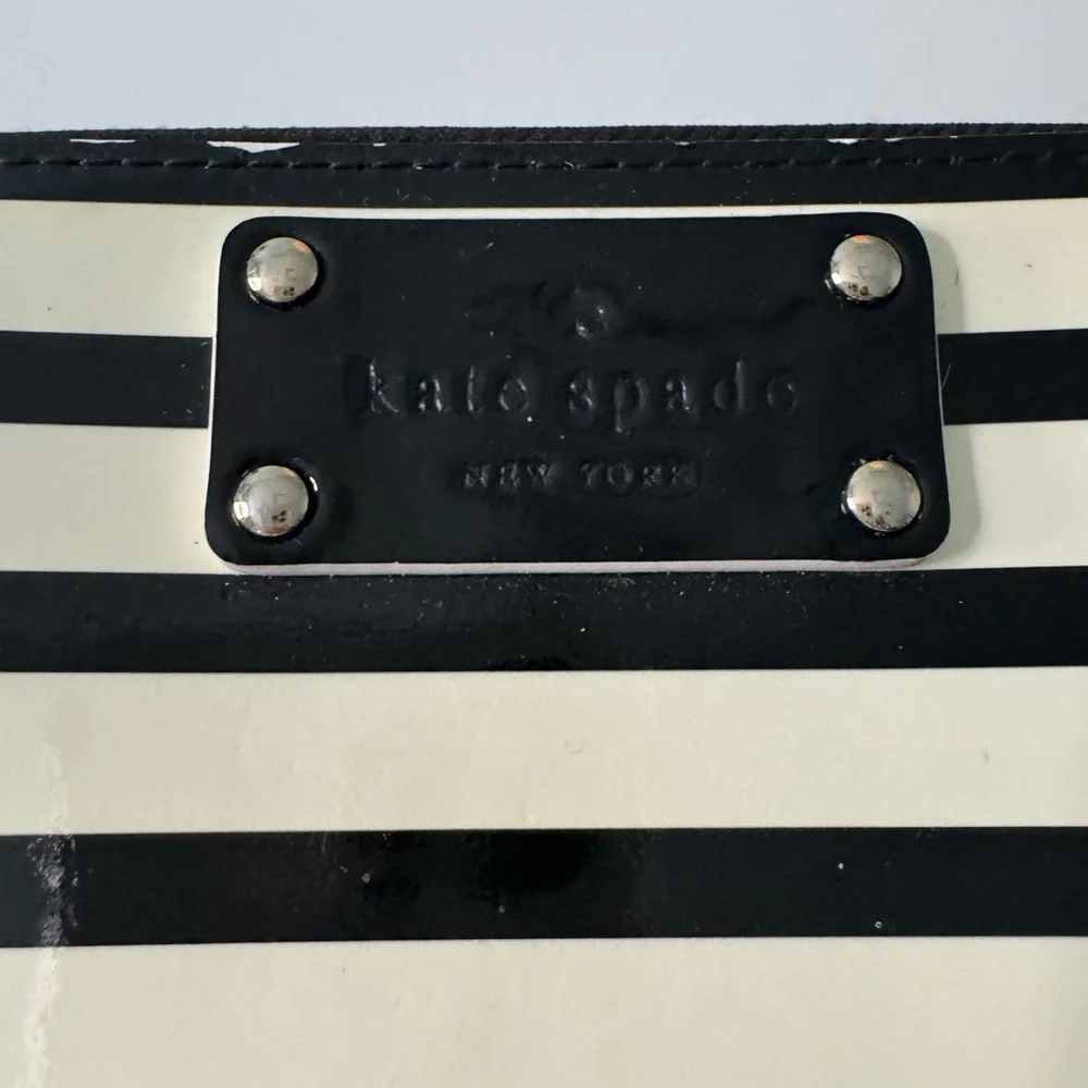 Kate Spade Black and Cream Striped Wallet